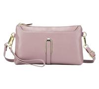 BIBTOO Genuine Leather Clutch for Women Crossbody Small Size Handbag Cell Phone Wallet Purse(Pink)
