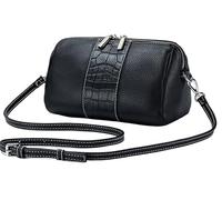 BIBTOO Genuine Leather Crossbody for Women Small Round Shape Handbag(Black)