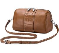 BIBTOO Genuine Leather Crossbody for Women Small Round Shape Handbag(Brown)