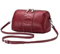 BIBTOO Genuine Leather Crossbody for Women Small Round Shape Handbag(Red)