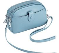 BIBTOO Genuine Leather Crossbody for Women Small Size Handbag Mobile Phone Clutch Wallet(Blue)