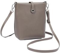 BIBTOO Genuine Leather Mobile Phone for Women Small Crossbody Shoulder Purse Ladies Casual Phone Pouch(Grey)