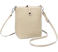 BIBTOO Genuine Leather Mobile Phone for Women Small Crossbody Shoulder Purse Ladies Casual Phone Pouch(Beige)