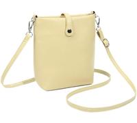 BIBTOO Genuine Leather Mobile Phone for Women Small Crossbody Shoulder Purse Ladies Casual Phone Pouch(Yellow)