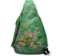 BIBTOO Genuine Leather Sling Shoulder Bags(Green)