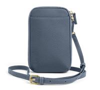 BIBTOO Genuine Leather Zipper Mobile Phone for Women Crossbody Purse Wallet Small Shoulder(Blue)