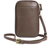 BIBTOO Genuine Leather Zipper Mobile Phone for Women Crossbody Purse Wallet Small Shoulder(Brown)