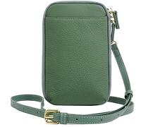BIBTOO Genuine Leather Zipper Mobile Phone for Women Crossbody Purse Wallet Small Shoulder(Green)