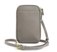 BIBTOO Genuine Leather Zipper Mobile Phone for Women Crossbody Purse Wallet Small Shoulder(Grey)