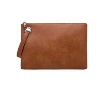 BIBTOO Leather Evening Purse with Large Pocket Lightweight Pouch(Brown)