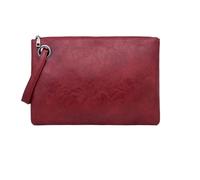 BIBTOO Leather Evening Purse with Large Pocket Lightweight Pouch(Red)