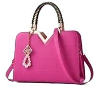BIBTOO Leather Handbags Women'S(Rose Red)