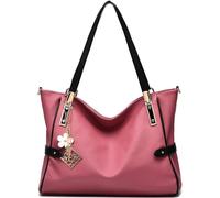 BIBTOO Leather Tote Bags(Dark Pink)