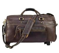 BIBTOO Men's Trolley Case Vintage Cowhide Travel Bag Large Capacity Luggage Business Travel Handbag(2)
