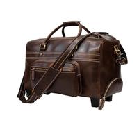 BIBTOO Men's Trolley Case Vintage Cowhide Travel Bag Large Capacity Luggage Business Travel Handbag