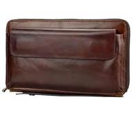 BIBTOO Men's Wallet Long Top Layer Cowhide Clutch Bag Double Zip Money Clip Coin Wallet for Men's(Coffee 2)