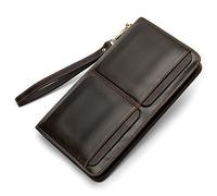 BIBTOO Men's Wallets Men Long Purse Wallet Male Clutch Genuine Leather Zippers Wallet Men Business Wallet Coin Purse(C)
