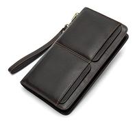 BIBTOO Men's Wallets Men Long Purse Wallet Male Clutch Genuine Leather Zippers Wallet Men Business Wallet Coin Purse(B)
