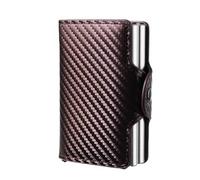 BIBTOO Mini Double Box Metal Wallet Vintage Leather Credit Card Holder for Men and Women Business Card ID Badge Holder Case(1)