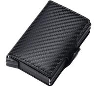 BIBTOO Mini Double Box Metal Wallet Vintage Leather Credit Card Holder for Men and Women Business Card ID Badge Holder Case(2)