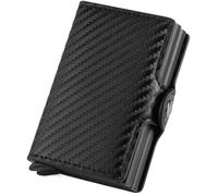 BIBTOO Mini Metal Wallet Vintage Leather Credit Card Holder for Men and Women Business Card ID Badge Holder Case(2)