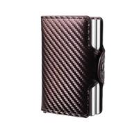 BIBTOO Mini Metal Wallet Vintage Leather Credit Card Holder for Men and Women Business Card ID Badge Holder Case(4)