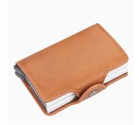 BIBTOO Mini Metal Wallet Vintage Leather Credit Card Holder for Men and Women Business Card ID Badge Holder Case(1)