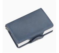 BIBTOO Mini Metal Wallet Vintage Leather Credit Card Holder for Men and Women Business Card ID Badge Holder Case(2)