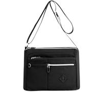 BIBTOO Nylon Crossbody Purse for Women Casual Daily Large Capacity Crossbody Messenger(Black)