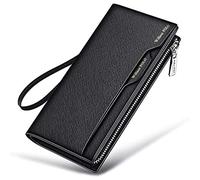 BIBTOO OLOTU Exquisite Luxury Wallets Removable Card Holder Men's Genuine Leather Purses Fashion Men's Strap Leather Phone Credit Card Billfold Wallets(Blue)