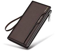 BIBTOO OLOTU Exquisite Luxury Wallets Removable Card Holder Men's Genuine Leather Purses Fashion Men's Strap Leather Phone Credit Card Billfold Wallets(Brown1)