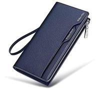 BIBTOO OLOTU Exquisite Luxury Wallets Removable Card Holder Men's Genuine Leather Purses Fashion Men's Strap Leather Phone Credit Card Billfold Wallets(Black2)