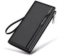 BIBTOO OLOTU Exquisite Luxury Wallets Removable Card Holder Men's Genuine Leather Purses Fashion Men's Strap Leather Phone Credit Card Billfold Wallets(Black3)