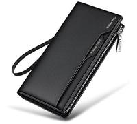 BIBTOO OLOTU Exquisite Luxury Wallets Removable Card Holder Men's Genuine Leather Purses Fashion Men's Strap Leather Phone Credit Card Billfold Wallets(Black1)