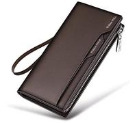 BIBTOO OLOTU Exquisite Luxury Wallets Removable Card Holder Men's Genuine Leather Purses Fashion Men's Strap Leather Phone Credit Card Billfold Wallets(Brown2)