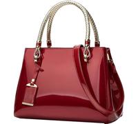 BIBTOO Patent Leather Handbags Purses for Women Evening Bags Satchel Handbag Top Handel Bag Ladies Shoulder Crossbody Bag(Wine Red)