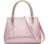 BIBTOO Patent Leather Handbags Purses for Women Evening Bags Satchel Handbag Top Handel Bag Ladies Shoulder Crossbody Bag(Pink)
