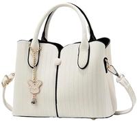 BIBTOO Portable Fashion Women's Shoulder Crossbody Bag Purses Leather Zipper Compartment Handbags Satchel Tote Wallets(Beige)
