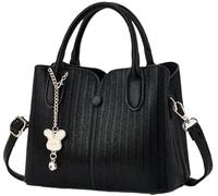 BIBTOO Portable Fashion Women's Shoulder Crossbody Bag Purses Leather Zipper Compartment Handbags Satchel Tote Wallets(Black)