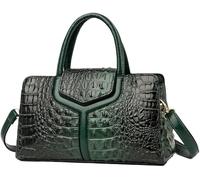 BIBTOO Purses and Handbags for Women Crocodile Print Leather Top Handle Satchel Fashion Work Shoulder Bag(Green)