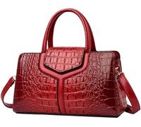 BIBTOO Purses and Handbags for Women Crocodile Print Leather Top Handle Satchel Fashion Work Shoulder Bag(Burgundy)