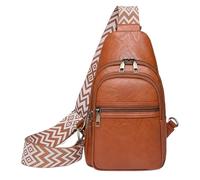 BIBTOO Sling Crossbody for Women and Men Chest Backpack Daypack with Guitar Strap Fanny Pack Belt(Brown)