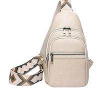 BIBTOO Sling Crossbody for Women and Men Chest Backpack Daypack with Guitar Strap Fanny Pack Belt(Off-white)