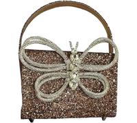 BIBTOO Small Evening Bag Clutch Purses for Women Butterfly Rhinestones Tote Purse Sparkling Handbag Bags(Bcoffee)