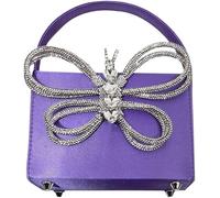 BIBTOO Small Evening Bag Clutch Purses for Women Butterfly Rhinestones Tote Purse Sparkling Handbag Bags(Alightpurple)