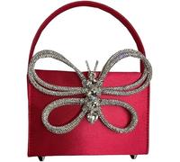 BIBTOO Small Evening Bag Clutch Purses for Women Butterfly Rhinestones Tote Purse Sparkling Handbag Bags(Ared)