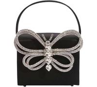 BIBTOO Small Evening Bag Clutch Purses for Women Butterfly Rhinestones Tote Purse Sparkling Handbag Bags(Ablack)