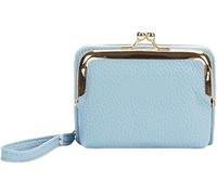 BIBTOO Small Wallet for Women Leather Mini Wristlet Clutch Purse(Blue)