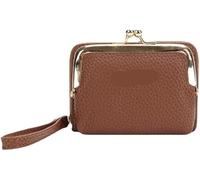 BIBTOO Small Wallet for Women Leather Mini Wristlet Clutch Purse(Brown)
