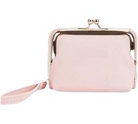 BIBTOO Small Wallet for Women Leather Mini Wristlet Clutch Purse(Pink)